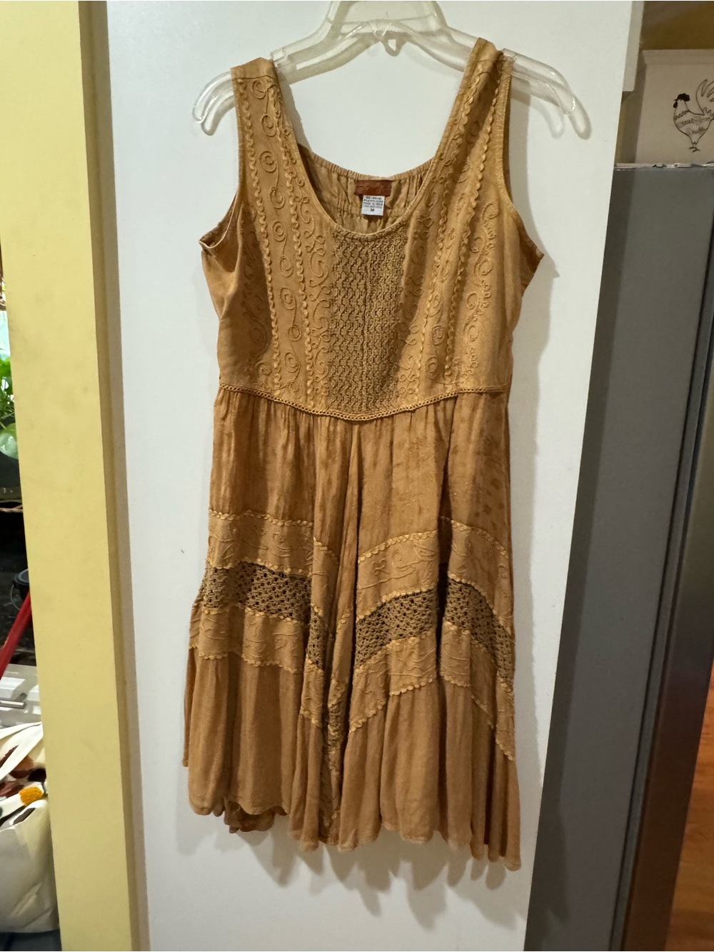 Scully Womens Sleeveless Tan Boho Tiered Dress